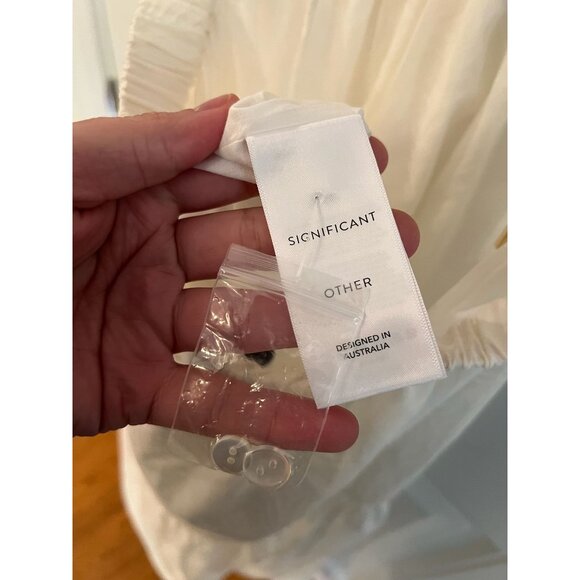 Significant Other Ivory Skyler Open Back Puff Sleeve‎ Midi Dress Sz 6 NWT - Picture 8 of 8